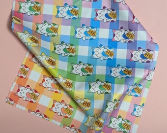 Rainbow lucky cat microfiber glasses cloth maneki neko