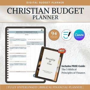 Christian Digital Budget Planner + Free Biblical Finance eBook | Christian Budgeting