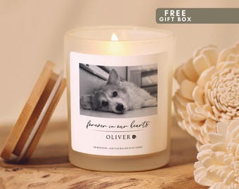 Personalized Pet Memorial Candle Custom Photo Pet Loss Gift Dog Memorial Candle Gift Cat Memorial Sympathy Rainbow Bridge Scented Soy Candle