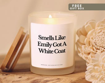 Personalized White Coat Ceremony Candle Custom Name Soy Candle Med School Gift for New Doctor Medical Student Graduation White Coat Candle