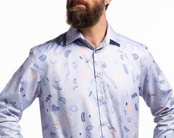 Men's pasta shirt, pasta button down shirt