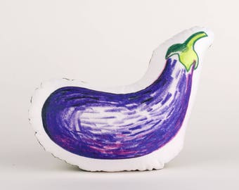 Handmade purple eggplant pillow, aubergine pillow, eggplant toy