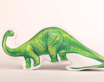 Almohada de brontosaurio hecha a mano, almohada de dinosaurio, juguete de dinosaurio
