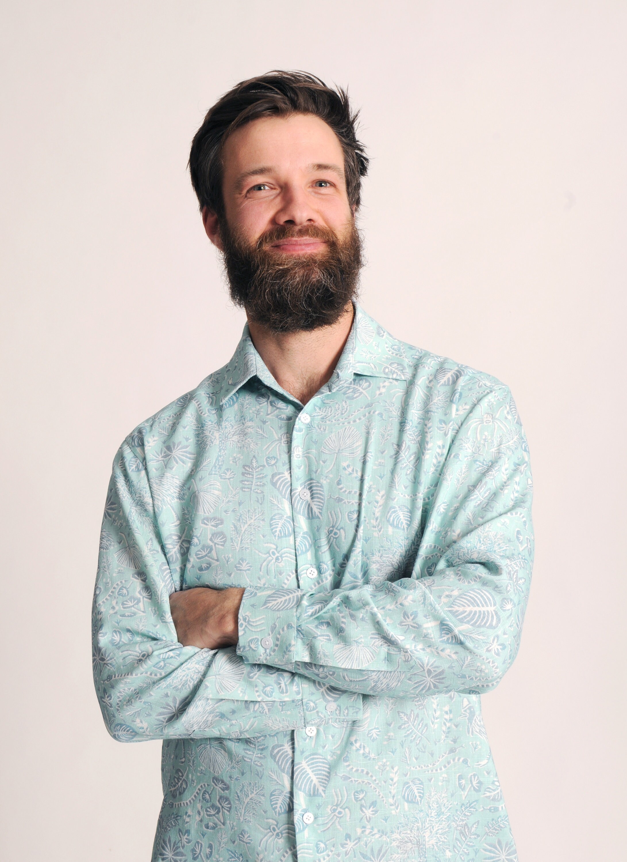 Image of Handmade Linen Australian Jungle Men's Shirt, Printed Button Down Print Shirt