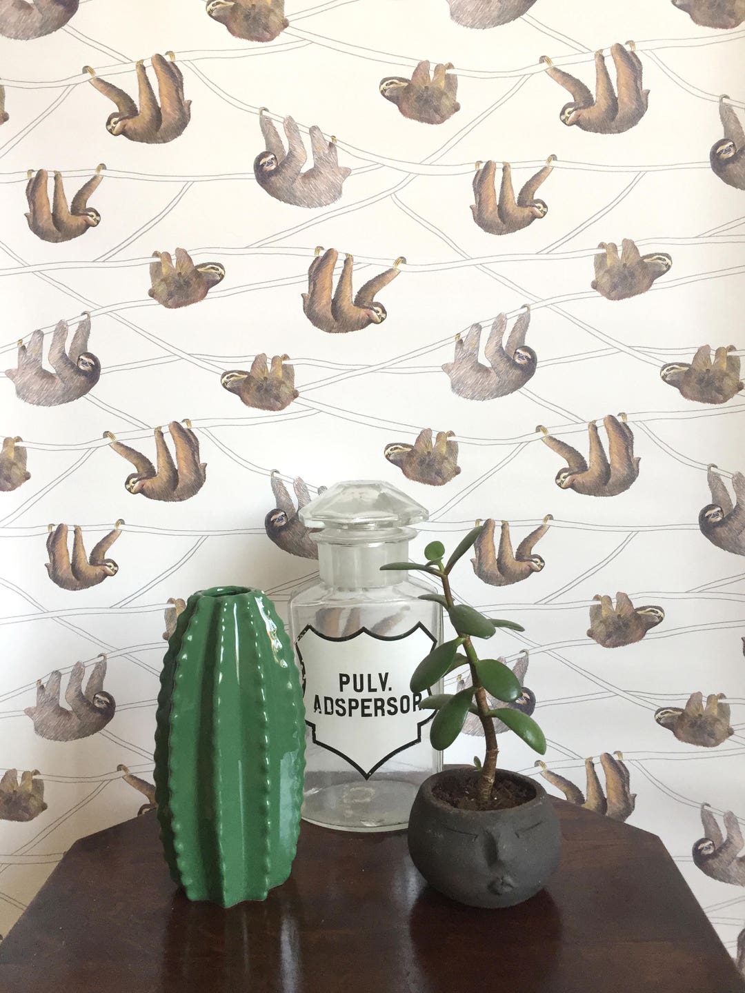 Sloth Wallpaper, Illustrated Wallpaper, Sloth Wall Decor - Etsy