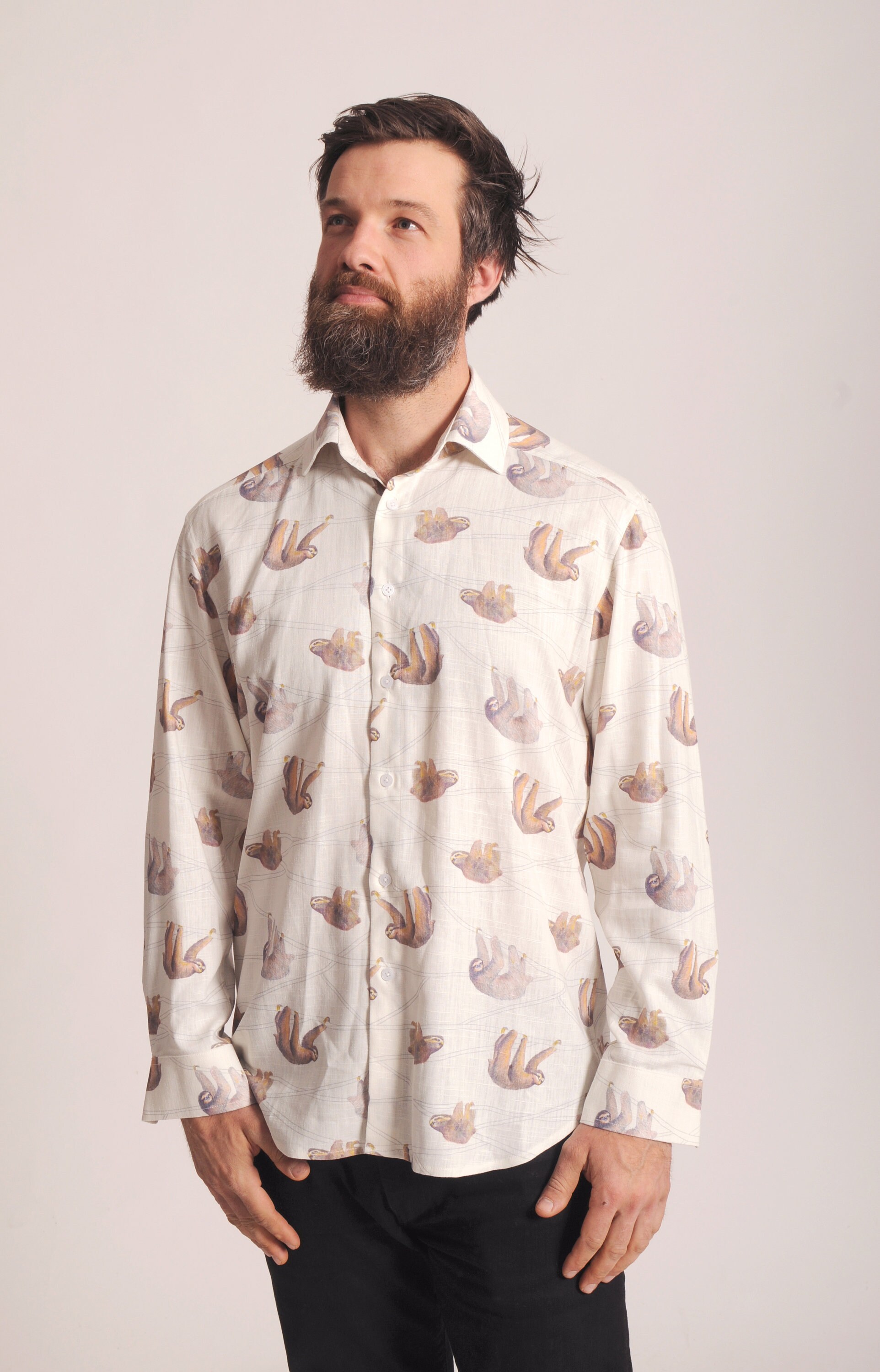 Image of Handmade Men's Sloth Linen Shirt, Shirt