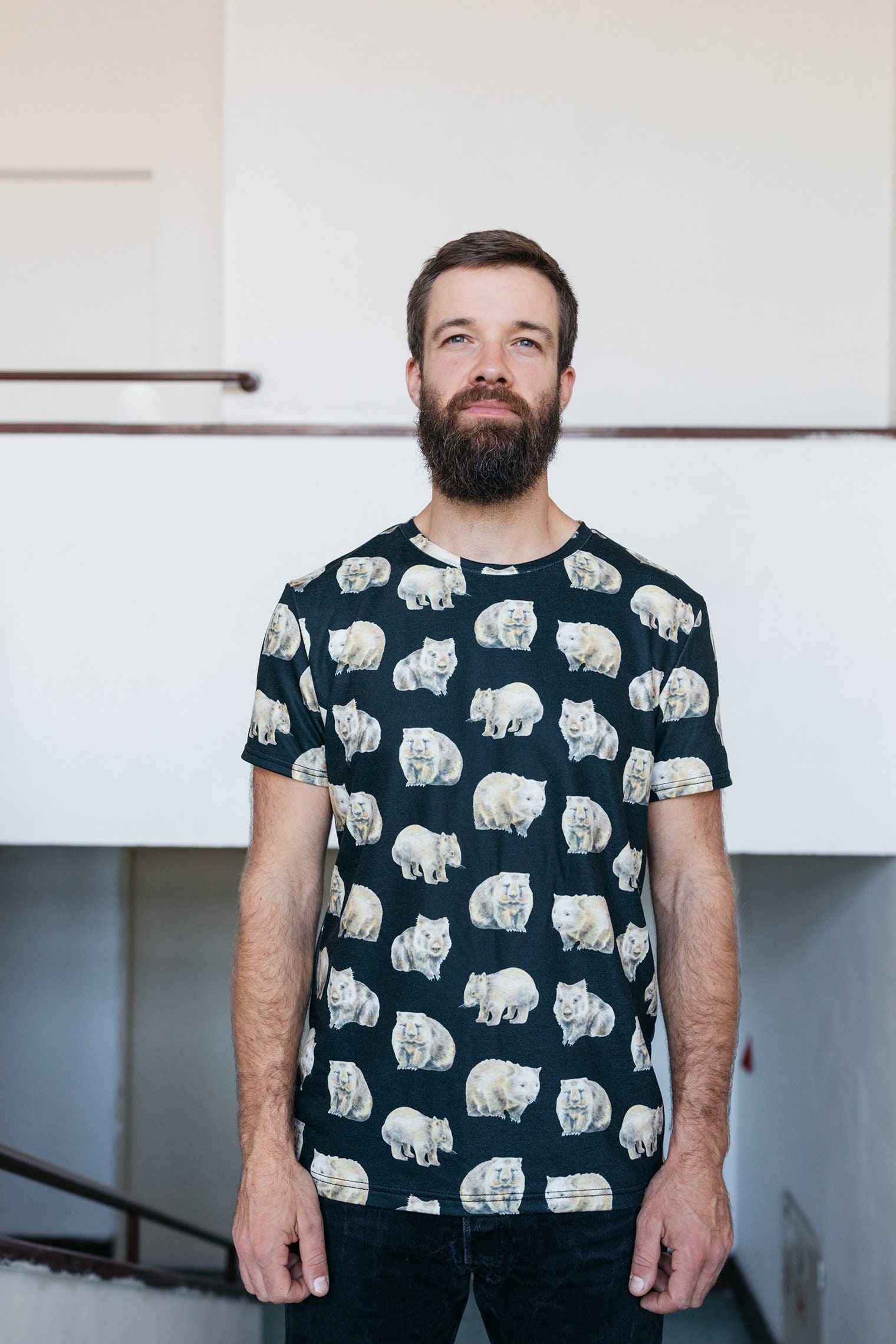Image of Handmade Men's Wombat T-Shirt, Australian Animal Clothes