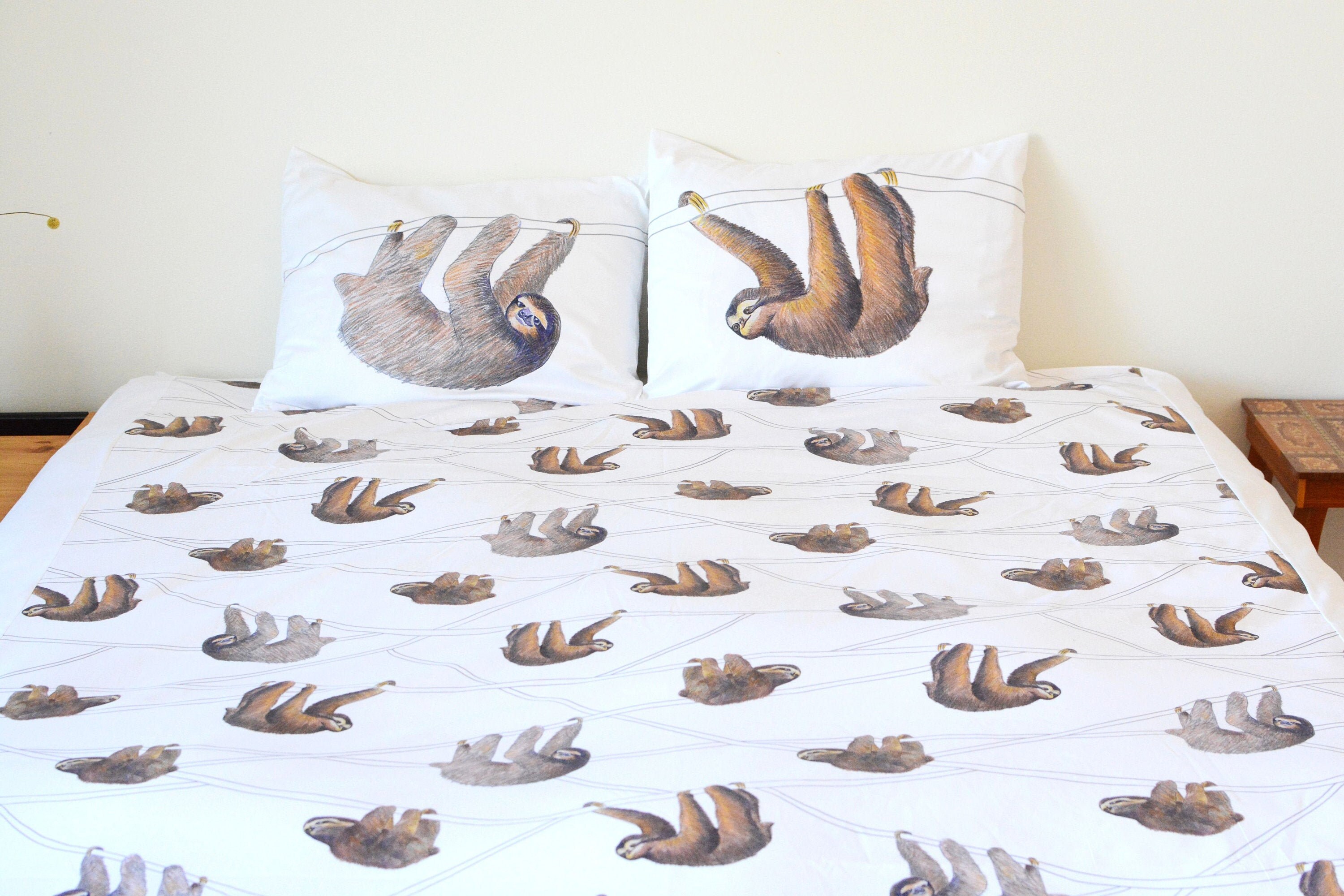 Handmade sloth bedding sloth duvet cover sloth bedsheets Etsy