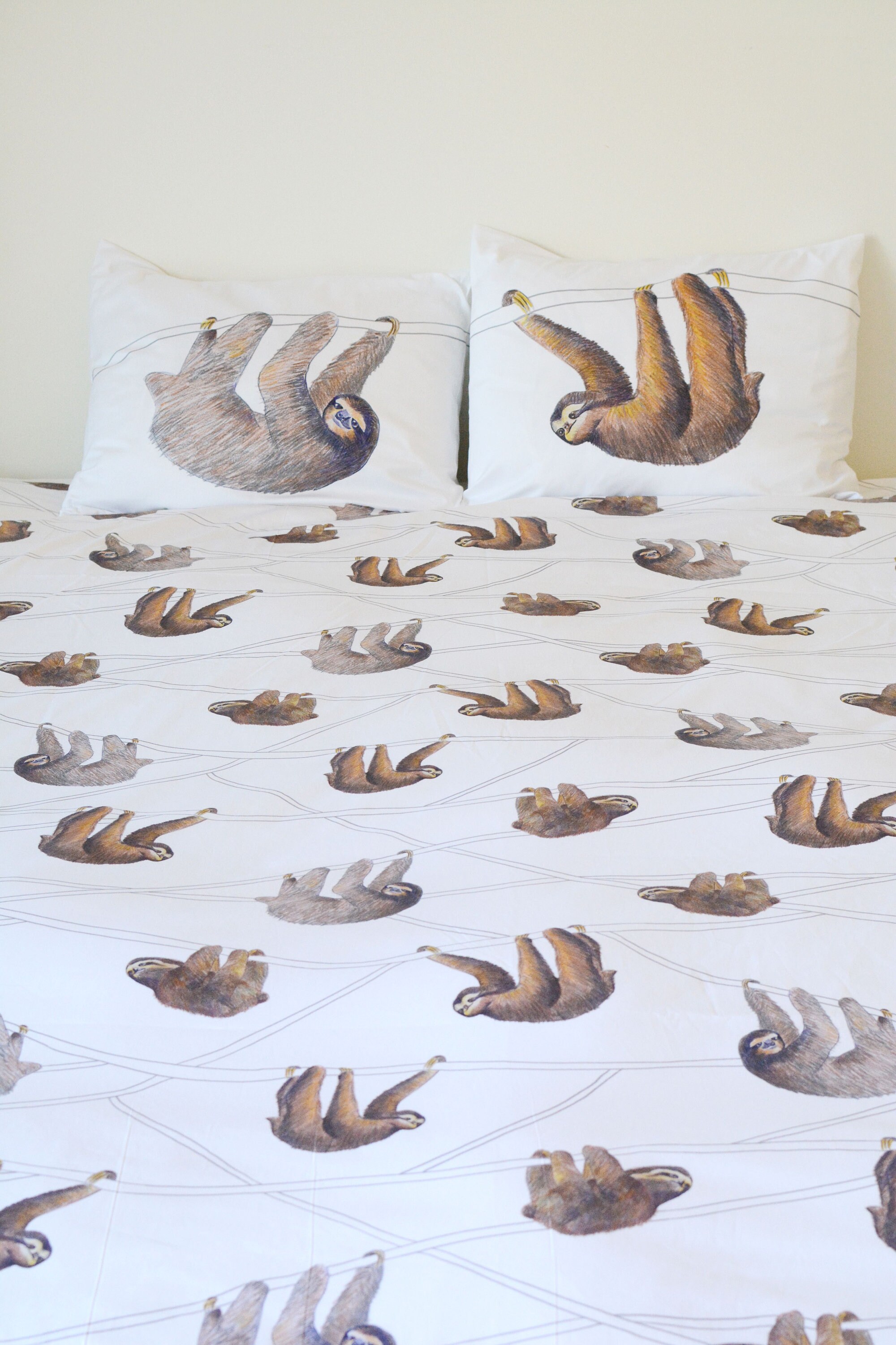 Handmade sloth bedding sloth duvet cover sloth bedsheets Etsy