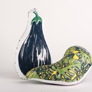 Handmade black eggplant pillow, aubergine pillow, eggplant toy image 3