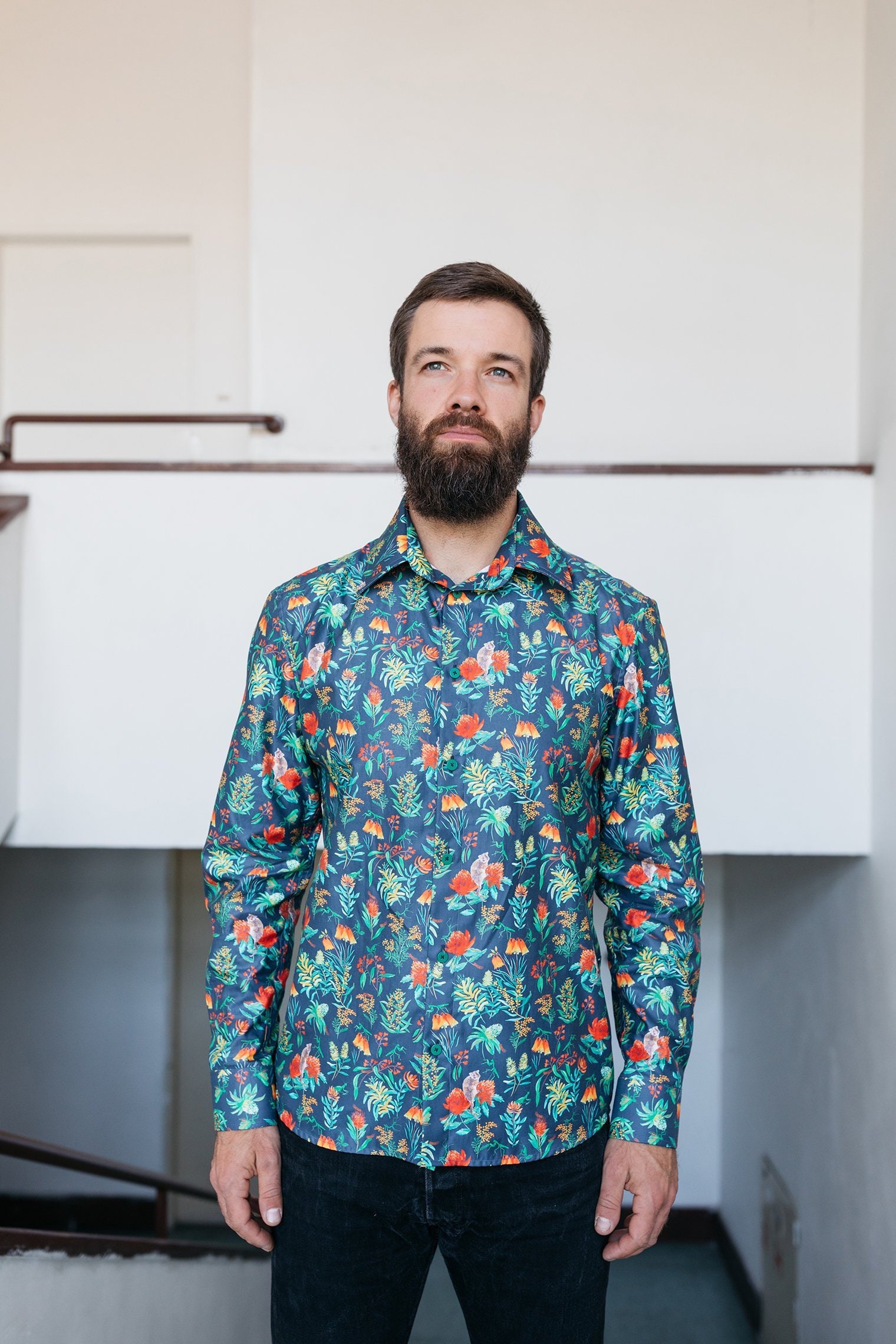 Image of Handmade Men's Australian Bush Flower Shirt, Floral Shirt