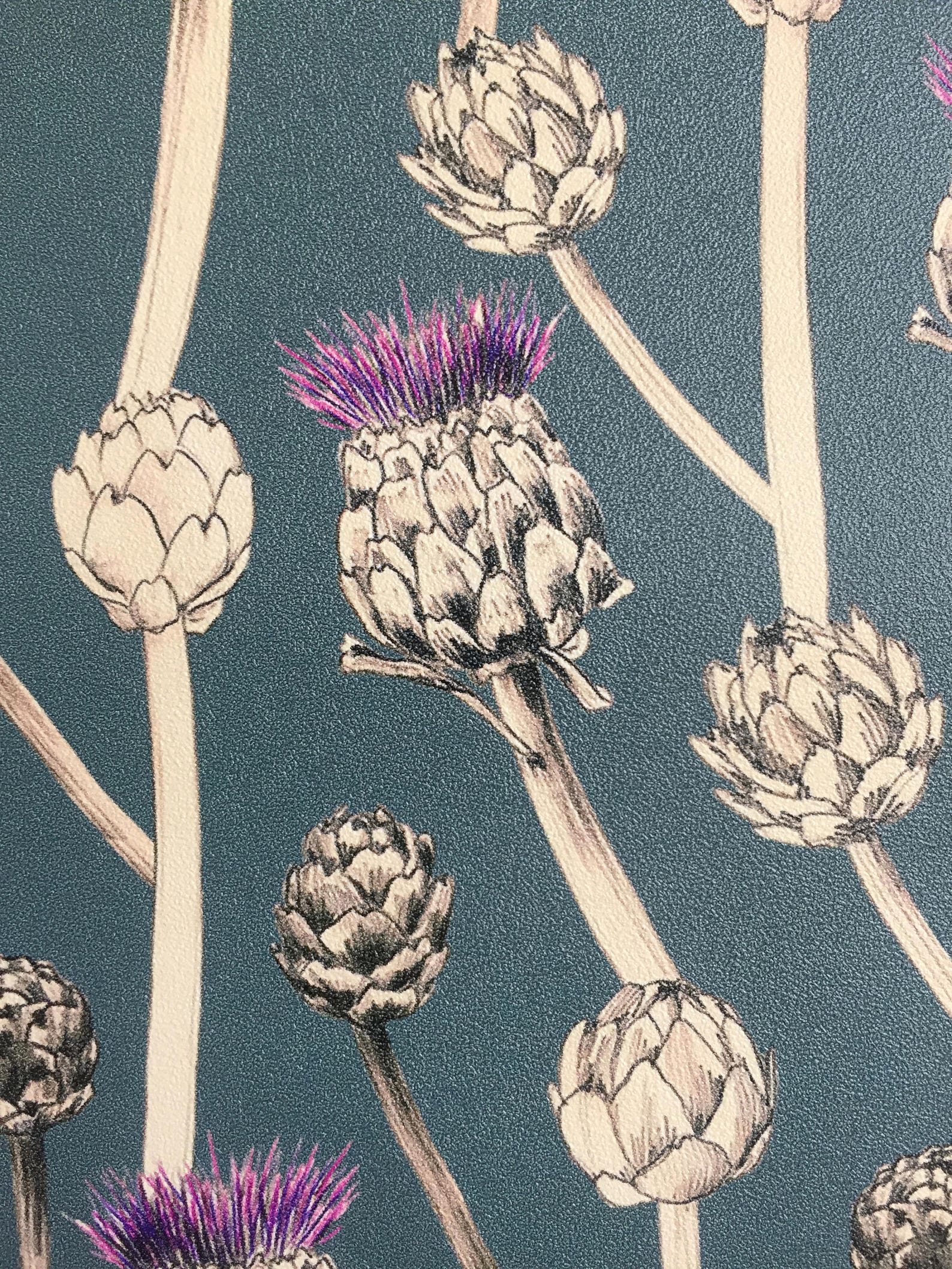 Artichoke Wallpaper Dark Green Wallpaper Botanical Wall Etsy