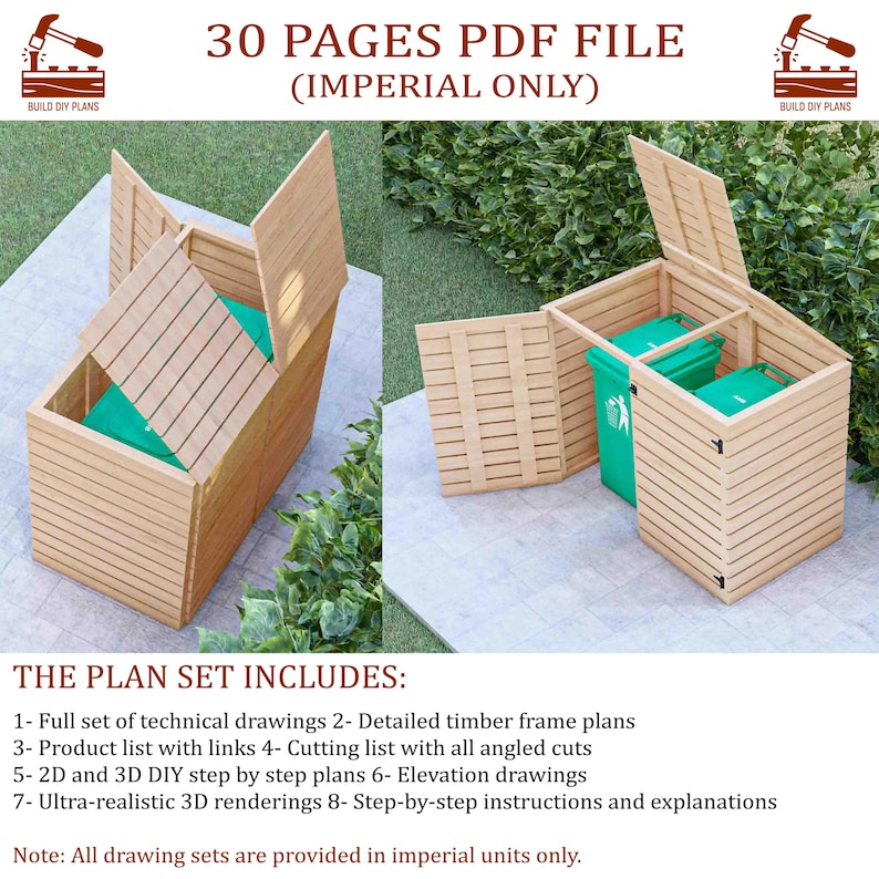Bin Storage Drawing.pdf Garbage Bin Storage Plan, DIY Trash Can Storage Plans, Wheelie Garden ...