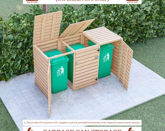 Wheelie Bin Storage Plans, Outdoor Trash Can Store, DIY Garbage Storage, Garden Shed Plan