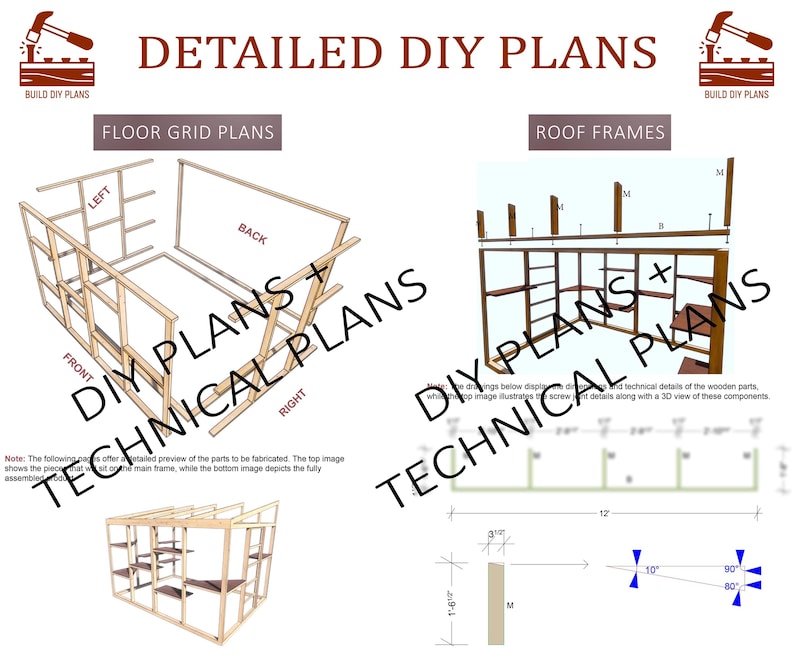Cat House Plan 9x12, DIY Catio Plans, Animal Playground, Outdoor Cat ...