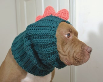 Dinosaur Dog Snood Green and Orange MADE TO ORDER