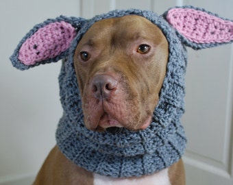 Crochet Dog Snood Grey Rabbit MADE TO ORDER