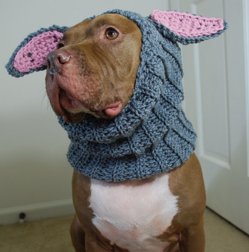 Crochet Dog Snood Grey Rabbit MADE TO ORDER image 5