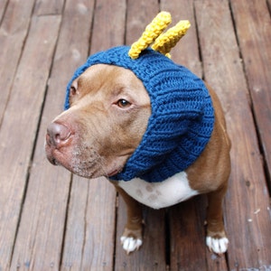 Dinosaur Dog Snood MADE TO ORDER Blue and Yellow