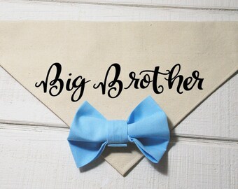 Big Brother Dog Bandana with Light Blue Bow Tie