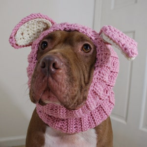 Dog Snood Crochet Pink Rabbit MADE TO ORDER image 1