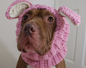 Dog Snood Crochet Pink Rabbit MADE TO ORDER