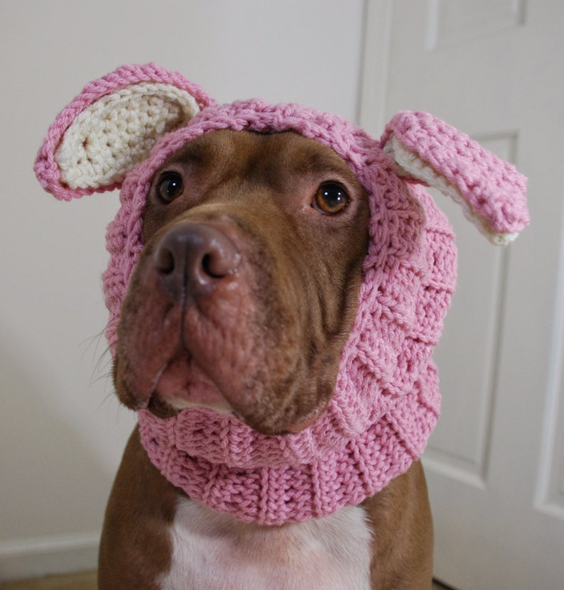 Dog Snood Crochet Pink Rabbit MADE TO ORDER image 1