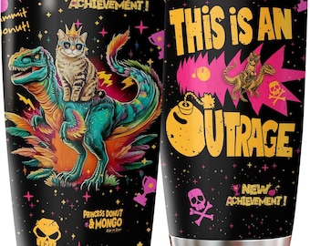 Dungeon Crawler Carl Tumbler-Cat Dragon Mug-Princess Donut Outrage Cup, Book Lover Gift