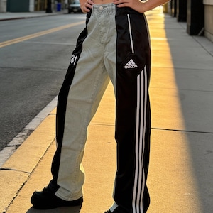 Rework Pantalon jean / jogging Adidas Upcyclé