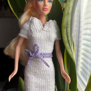 Easy Barbie V-Neck Dress Knitting Pattern | Doll Clothes (PDF Pattern)