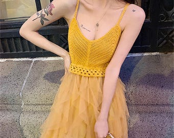 Tulle Slip Dress, Cottagecore Princess Ball Gown