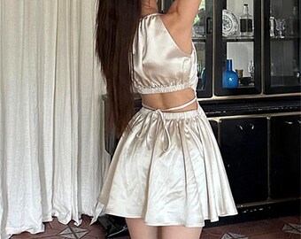 Halter Party Dress, Vintage Ball, Bridesmaid, Homecoming