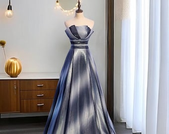 Tube Top Ball Gown, Unique Evening Prom Dress
