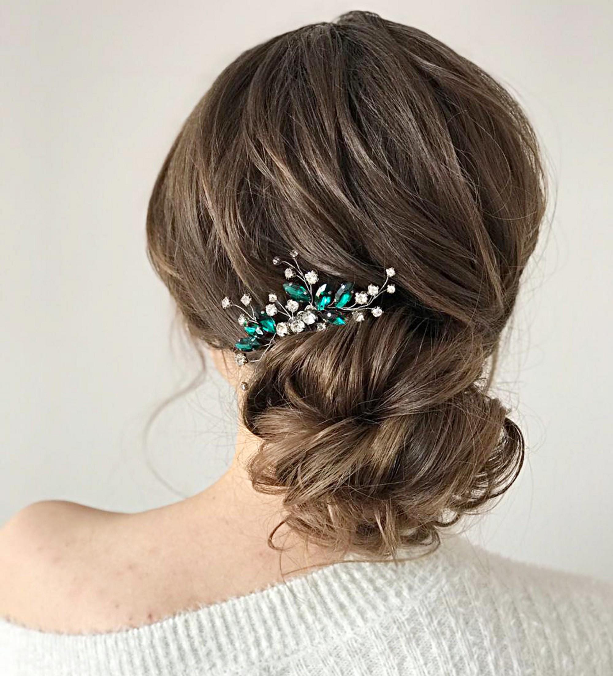 Emerald Green Bridal Hair Comb: Crystal Rhinestone Wedding Hairpiece ...