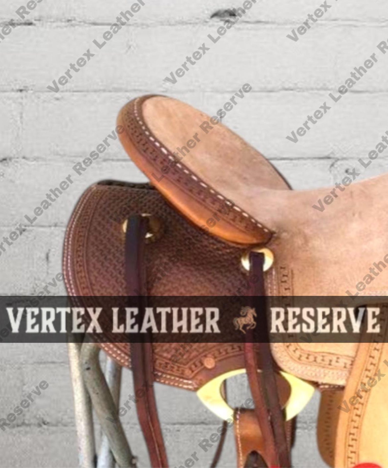 Left Handed Ropers Hand Tooled Strip Down Western Ranch Roping Leather Horse Saddle With ...