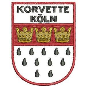 F265 コルベット ケルン - パッチ/刺繍 赤 ベルクロ付き - ドイツ海軍