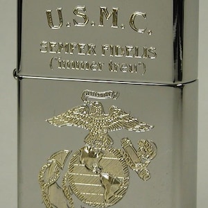 U.S.M.C. Semper Fidelis – Zippo Windproof Lighter M. Diamond Engraving – US Army image 1