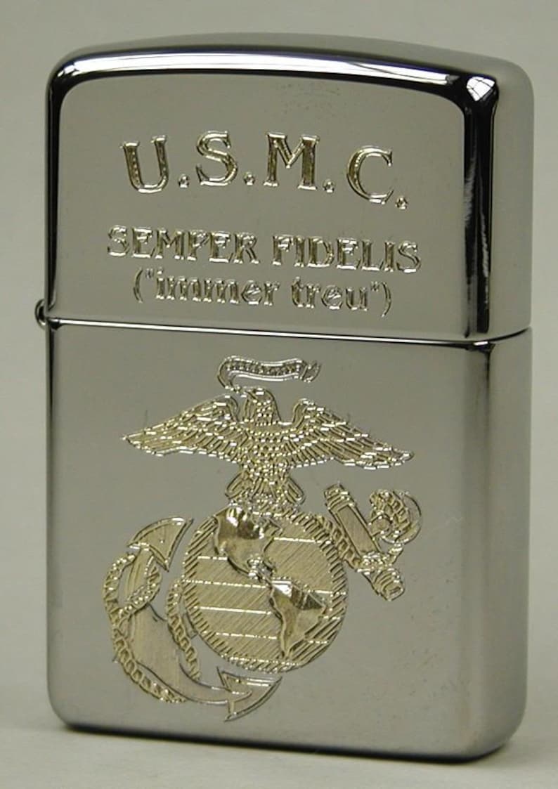 U.S.M.C. Semper Fidelis – Zippo Windproof Lighter M. Diamond Engraving – US Army image 1