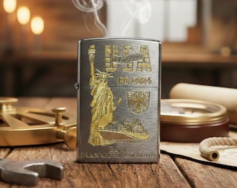 A1412 Task Force Supply Ship Frankfurt am Main - IPD 2024 New York - Zippo Storm Lighter with Diamond Engraving - German Navy