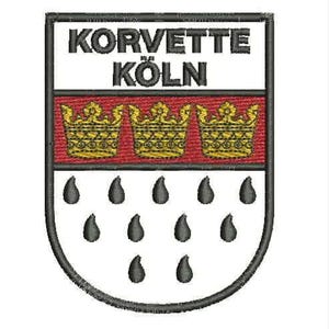 Parche bordado F265 Corvette Cologne, negro con velcro, de la Armada Alemana