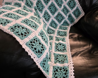 Coastal Bloom Baby Blanket | Handmade Floral Granny Square Baby Blanket | Heirloom Crochet Baby Blanket | Baby Shower Gift