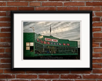 Press Box and clouds at Fenway Park, Home of the Boston Red Sox, baseball, sports photography