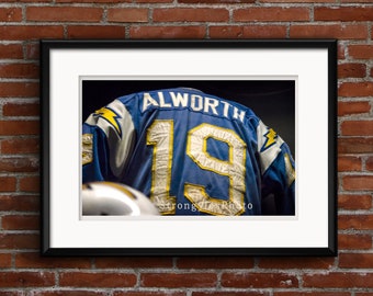 San Diego Chargers Vintage Football Jersey, Lance Alworth Jersey Photo, American Football League, StrongylosPhoto, man cave gift