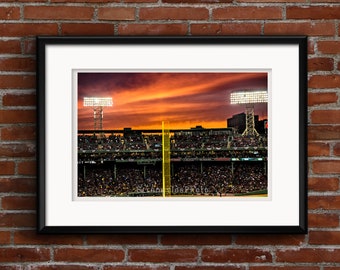 Fenway Park sunset, orange sky, Boston Red Sox, fine art photo, StrongylosPhoto