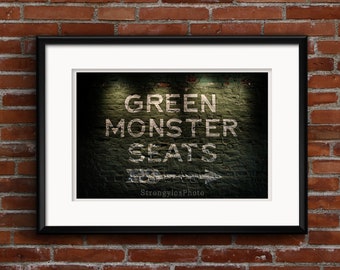 Green Monster Seats, Boston, World Series Champions, Red Sox fan art, man cave wall art