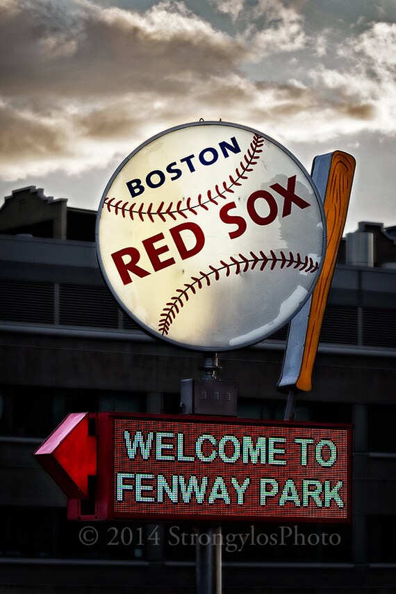 Fenway Park Spinning Baseball Und Bat Schilder Boston Red Etsy