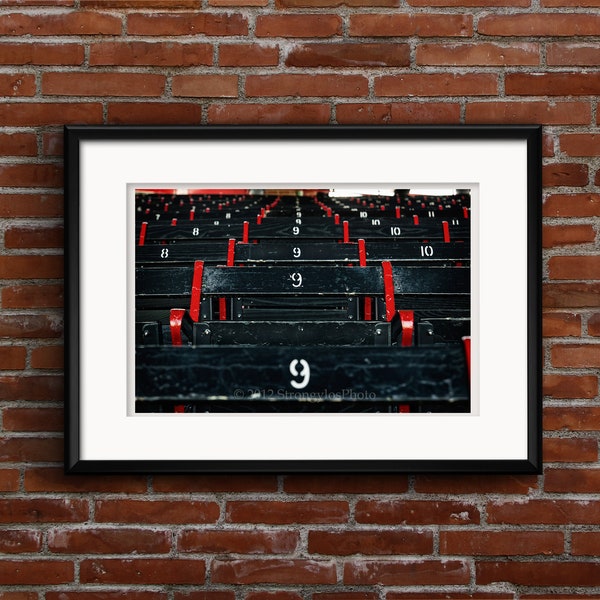 Fenway Park seats numbered 9, Ted Williams, Boston Red Sox, 8x12 and larger, sports, baseball, man cave wall art