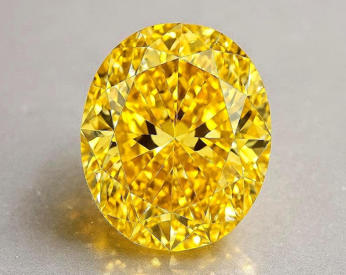 5 Carat Oval Yellow Diamond Loose Gemstone VVS1 for Jewelry Making.
