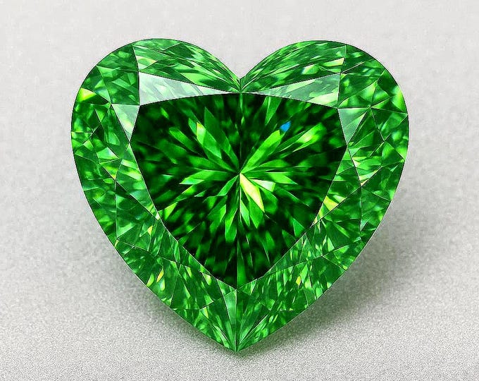 5 Carat Green Heart Cut Diamond Loose Gemstone VVS1 For Jewelry Making