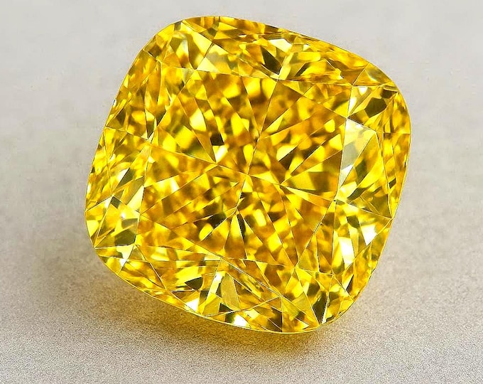 5 Carat Cushion Cut Yellow Diamond Loose Gemstone VVS1 Brilliant Sparkle (Jewelry Making).
